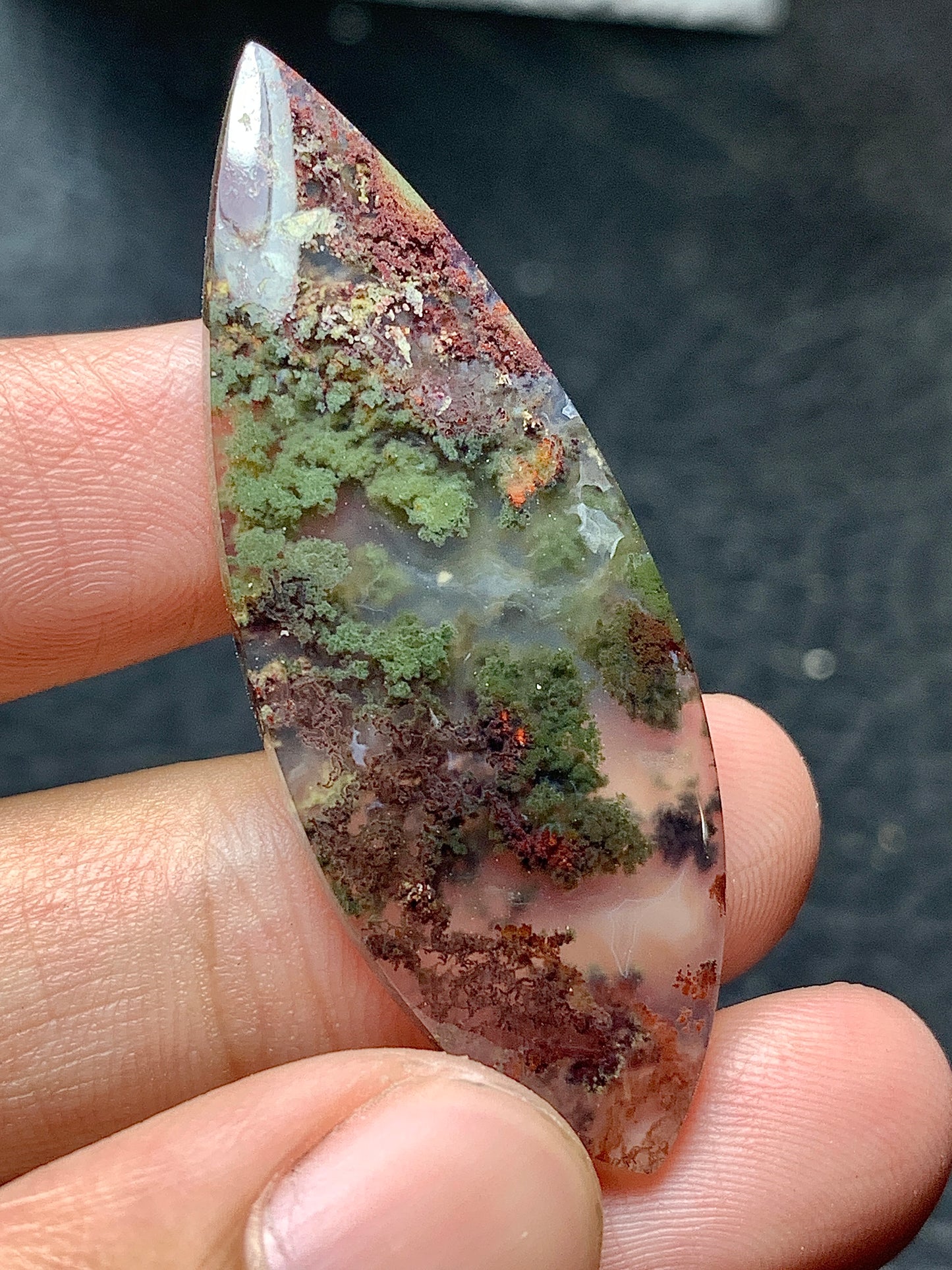 Scenic Moss Agate Teardrop Cabochon 46.5.17x4mm