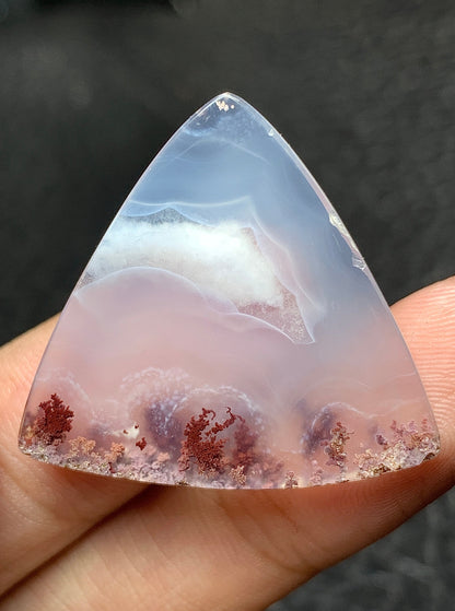 Scenic Moss Agate Triangle Cabochon 30x27x5mm