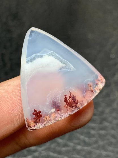 Scenic Moss Agate Triangle Cabochon 30x27x5mm