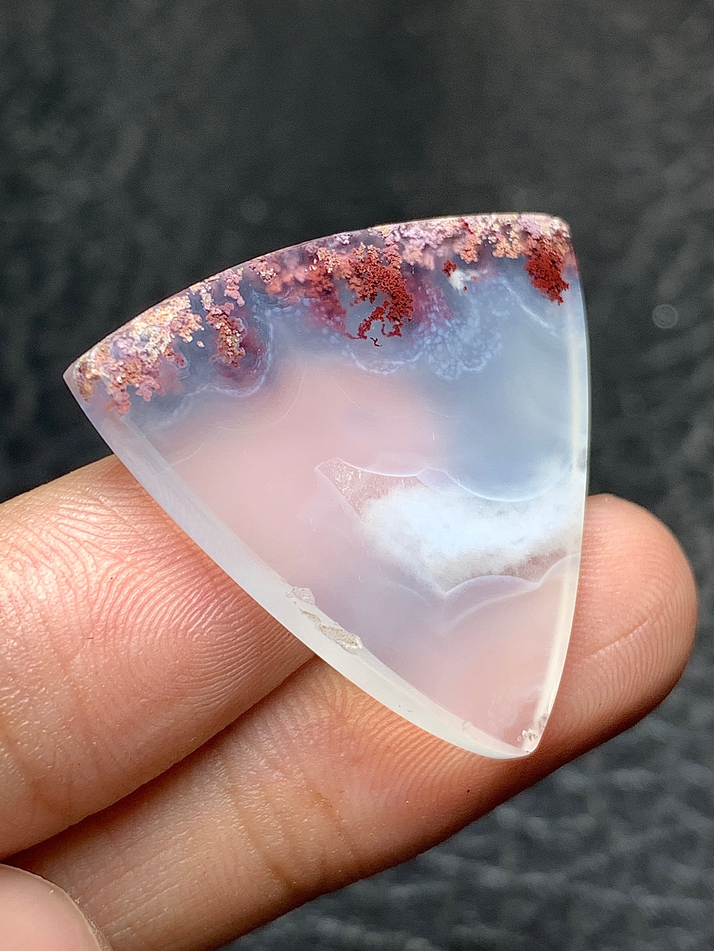 Scenic Moss Agate Triangle Cabochon 30x27x5mm