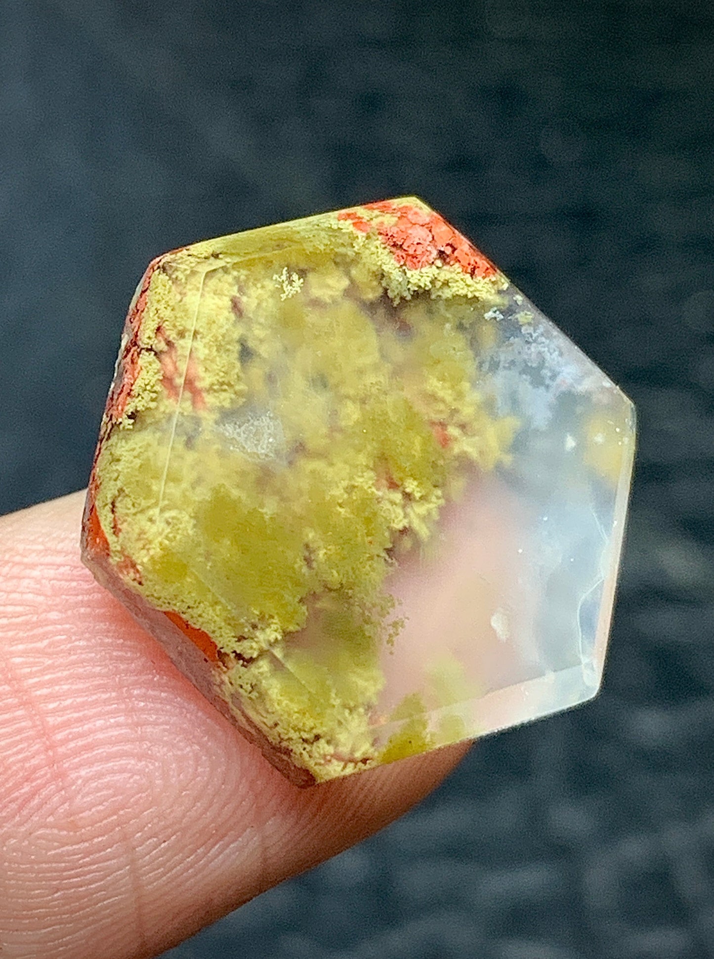 Tiny Moss Agate Hexagon Cabochon 18x16x4mm