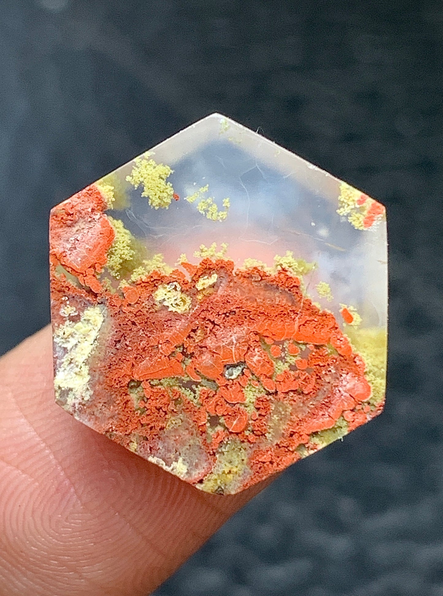 Tiny Moss Agate Hexagon Cabochon 18x16x4mm