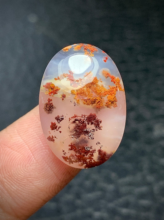 Tiny Moss Agate Oval Cabochon 21x15x6mm