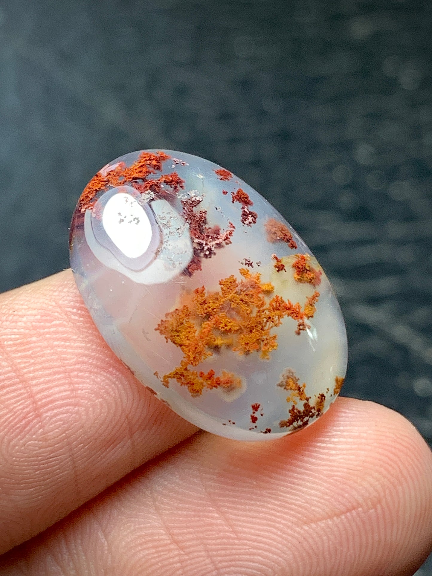 Tiny Moss Agate Oval Cabochon 21x15x6mm