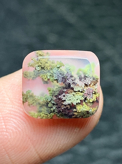 Tiny Moss Agate Rectangle Cabochon 10.5x9x4mm