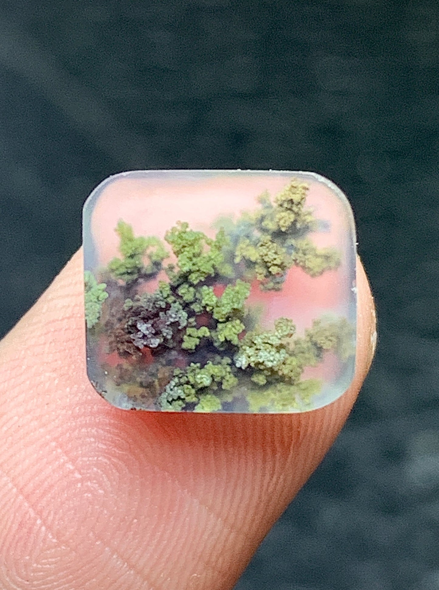 Tiny Moss Agate Rectangle Cabochon 10.5x9x4mm