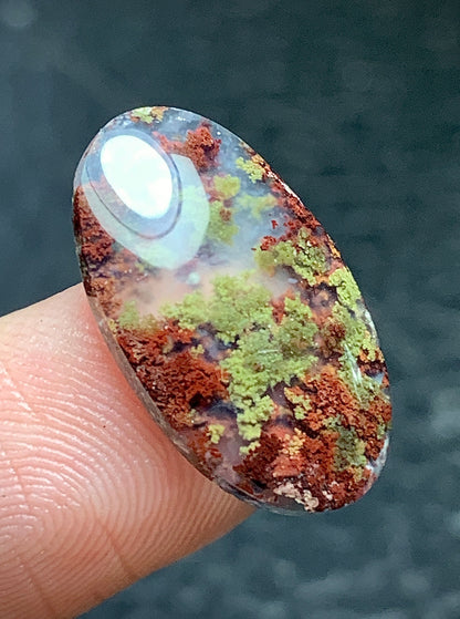 Tiny Moss Agate Oval Cabochon 19.5x11.5x3mm