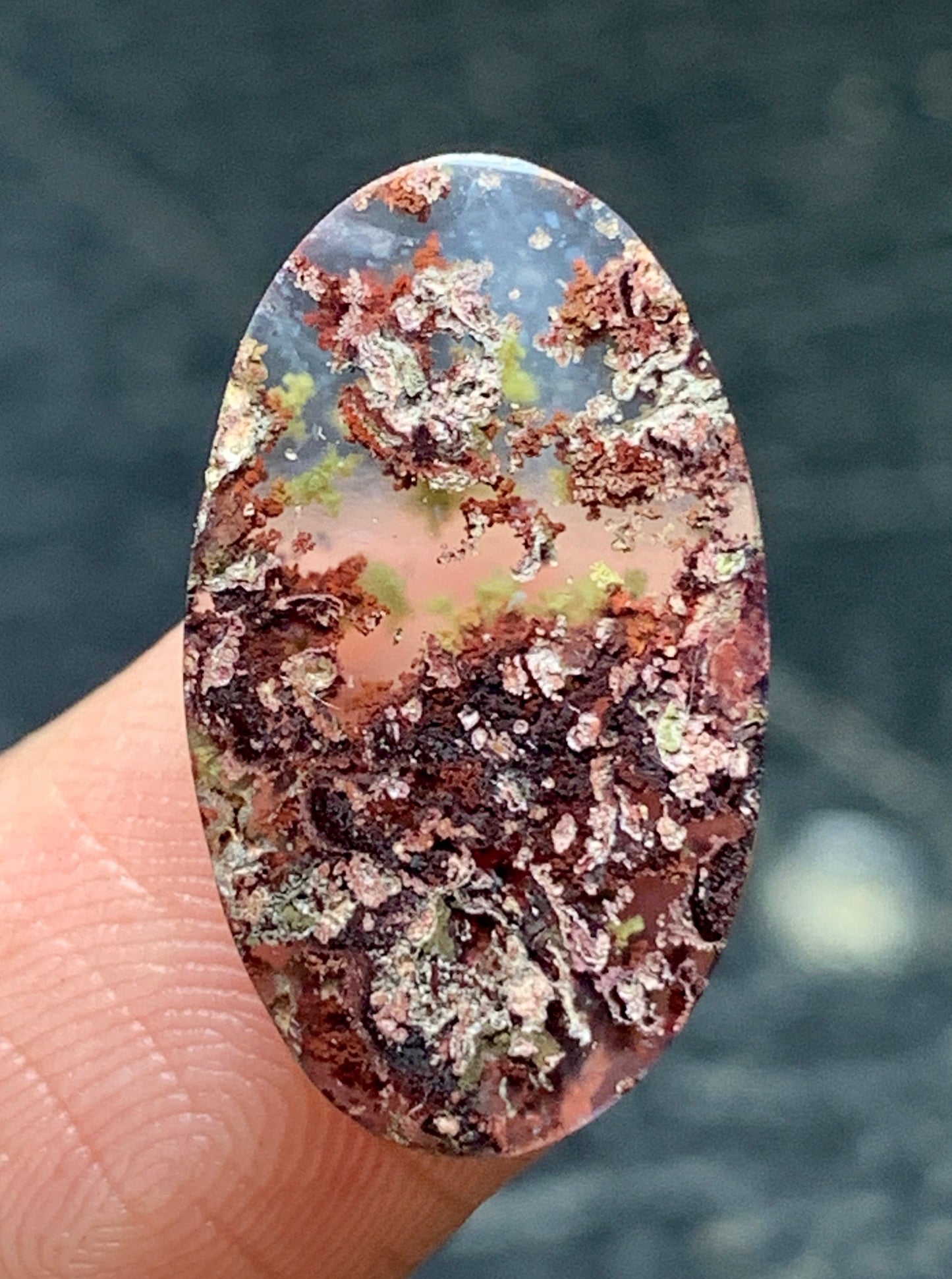 Tiny Moss Agate Oval Cabochon 19.5x11.5x3mm