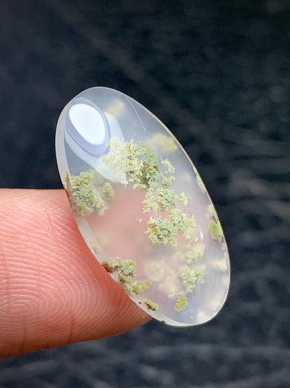 Tiny Moss Agate Oval Cabochon 21x11x4mm