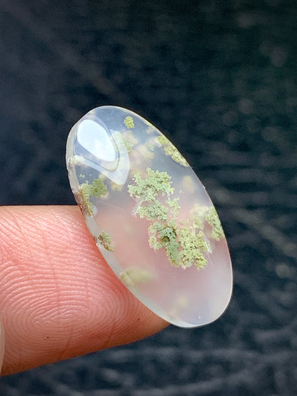 Tiny Moss Agate Oval Cabochon 21x11x4mm