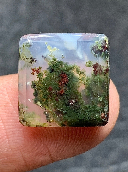 Tiny Moss Agate Square Cabochon 12x12x5mm