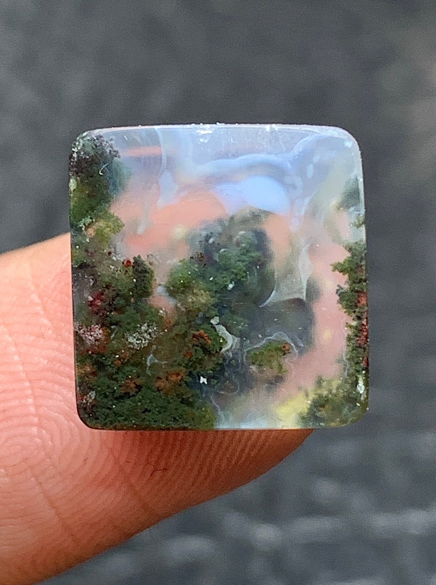 Tiny Moss Agate Square Cabochon 12x12x5mm