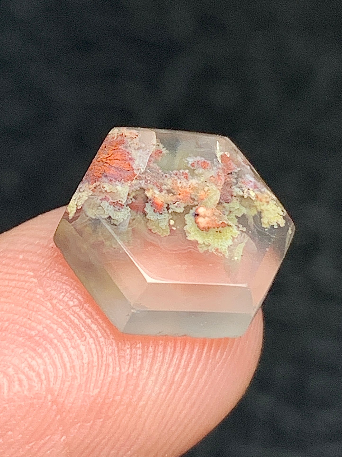 Tiny Scenic Moss Agate Hexagon Cabochon 11x10x3mm