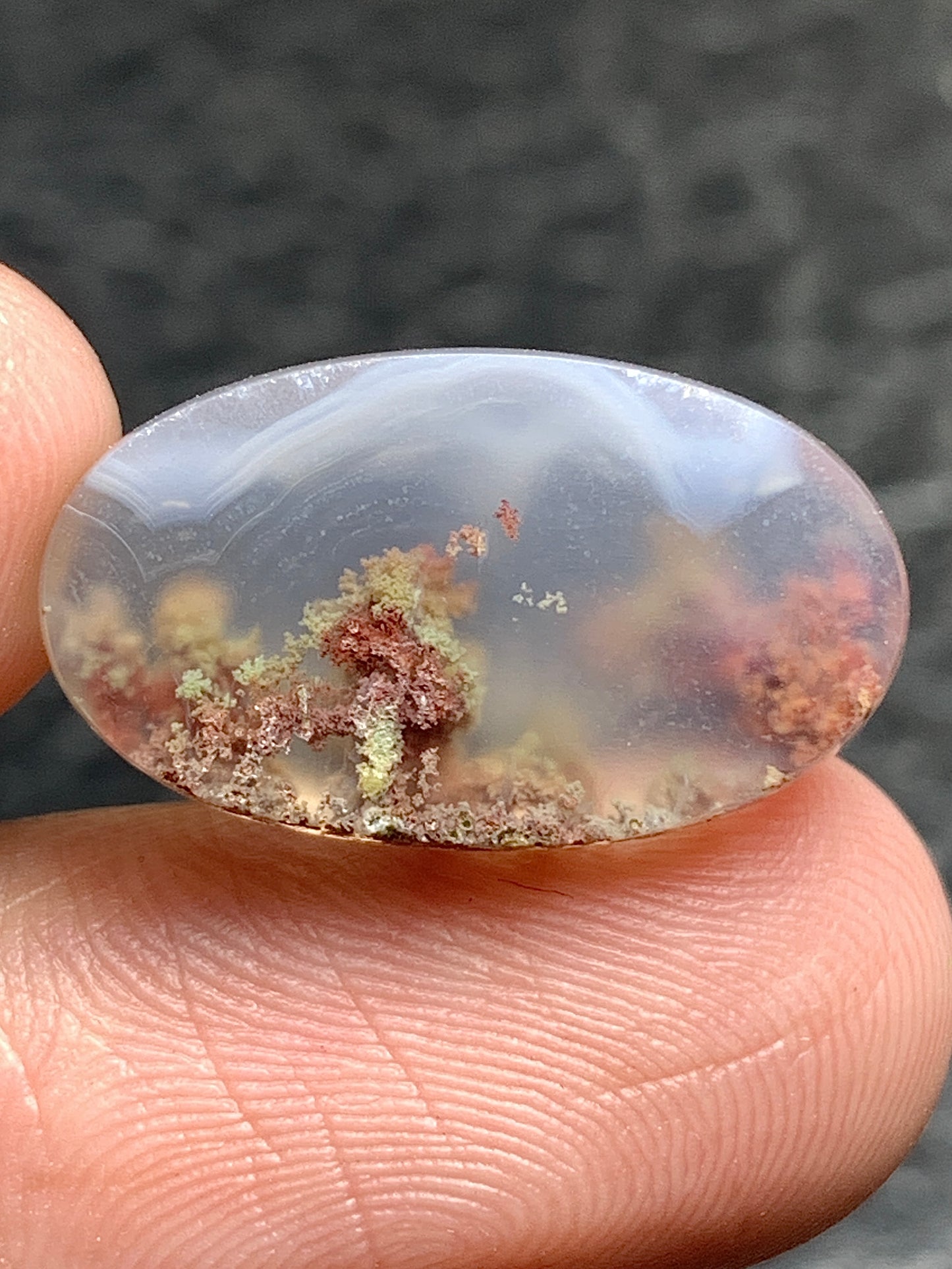 Tiny Scenic Moss Agate Oval Cabochon 19x11x6mm