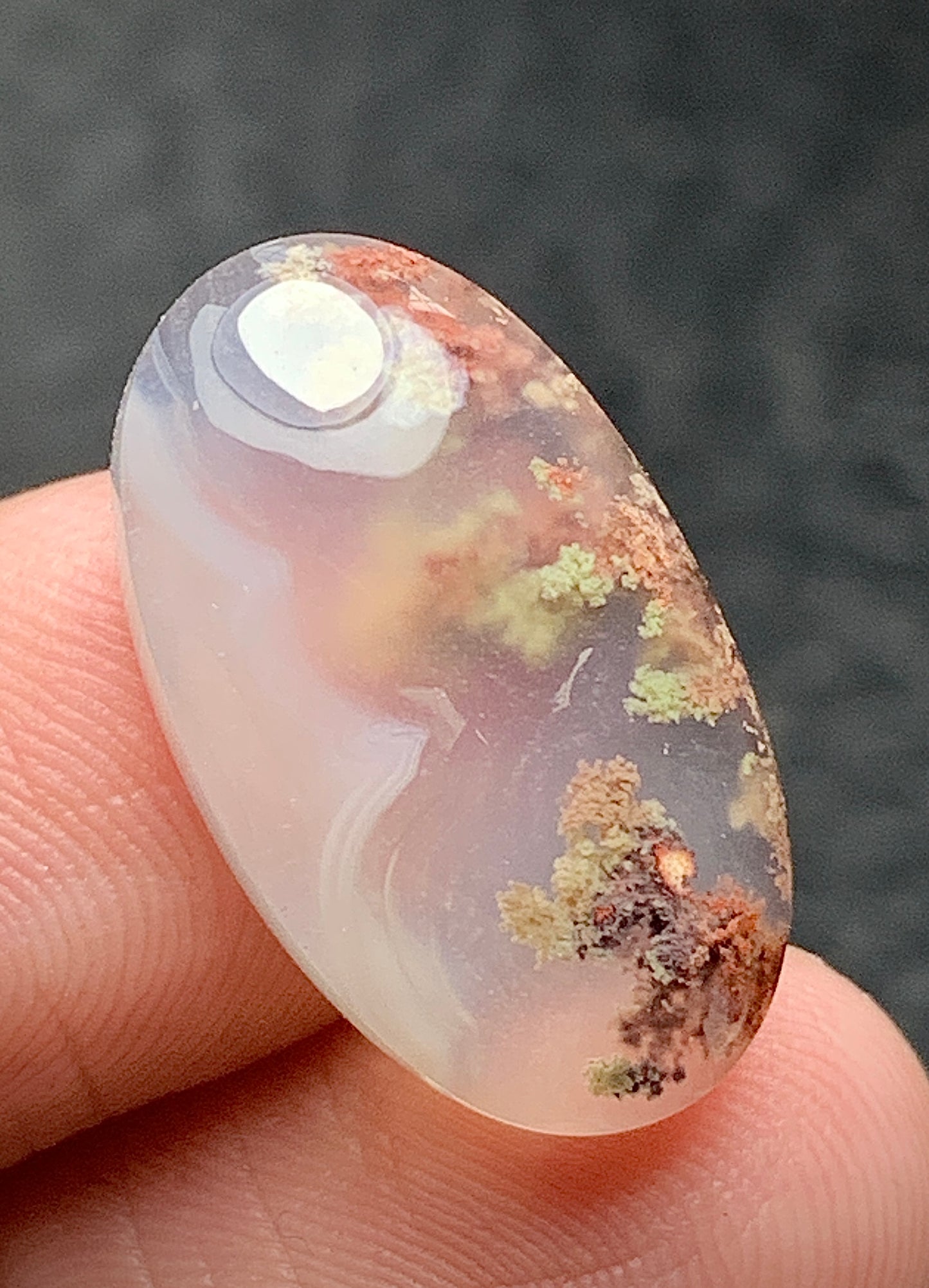 Tiny Scenic Moss Agate Oval Cabochon 19x11x6mm