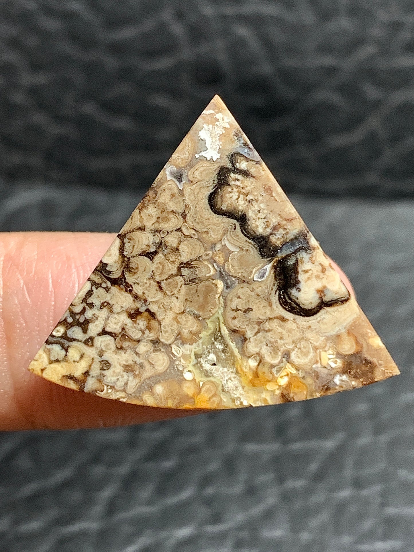 Unique Batik Jasper Teardrop Cabochon with Druzy 26x23x5.5mm