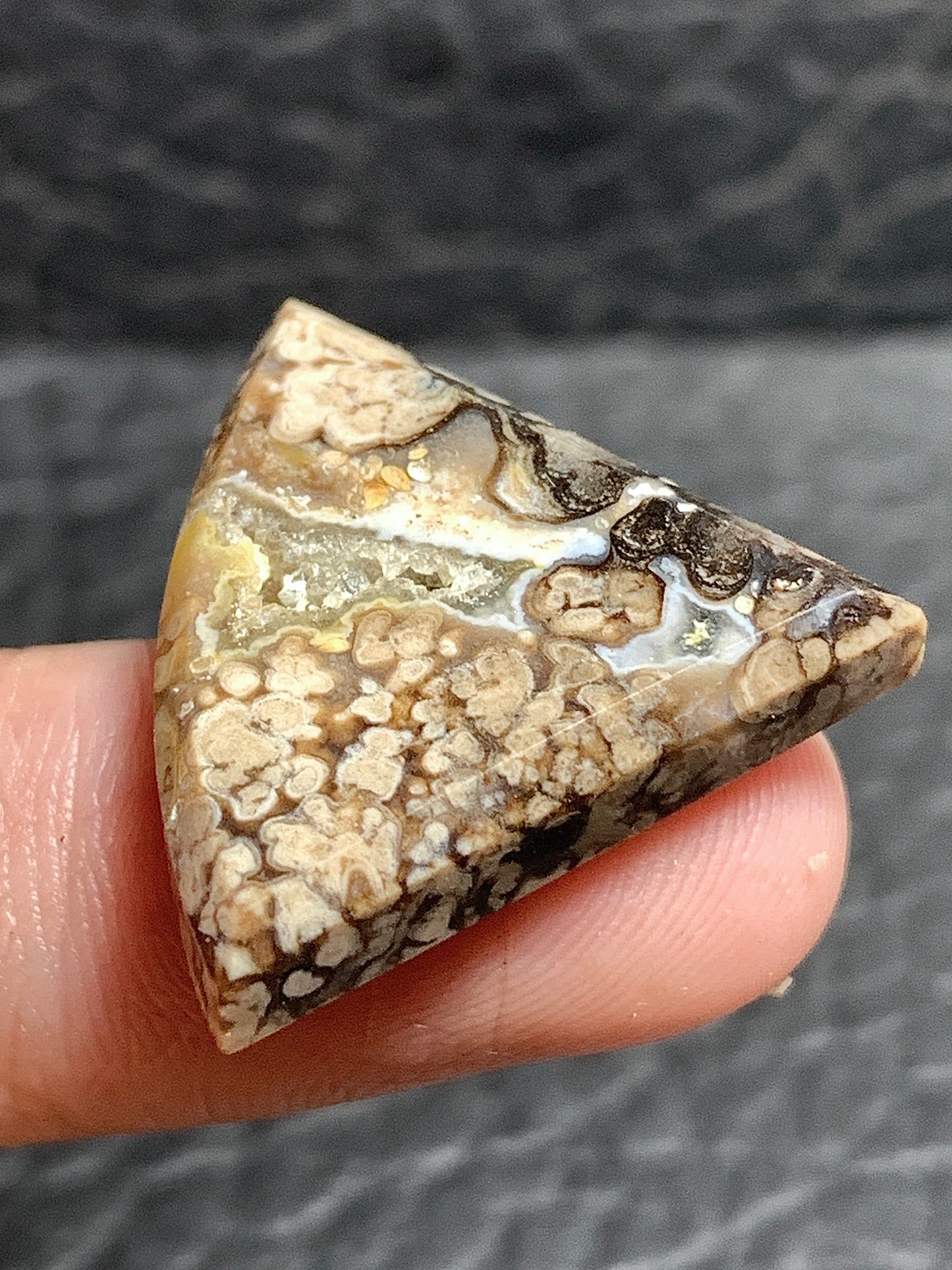 Unique Batik Jasper Teardrop Cabochon with Druzy 26x23x5.5mm