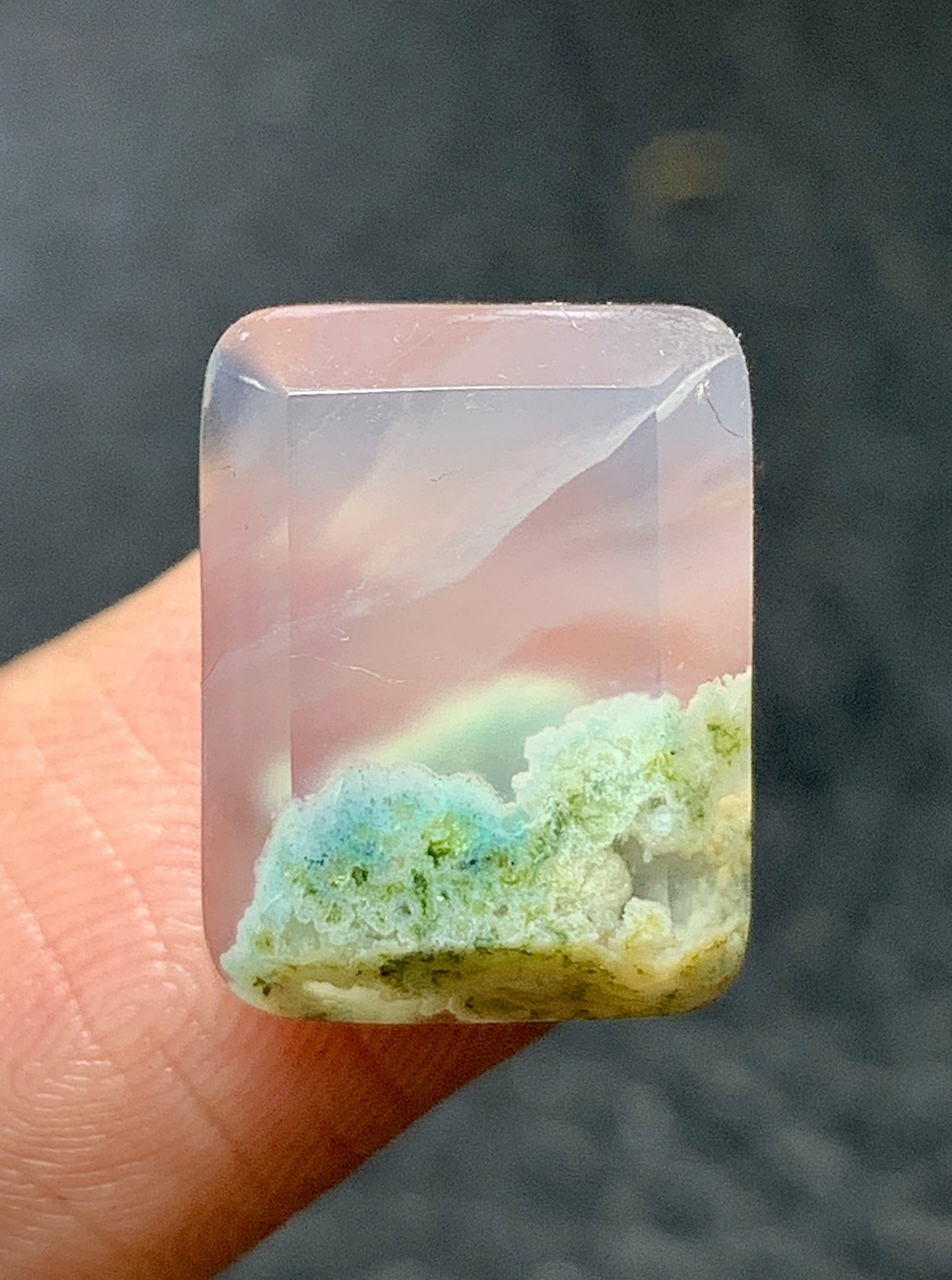 Unique Blue Moss Agate Rectangle Cabochon 15x11.5x5mm