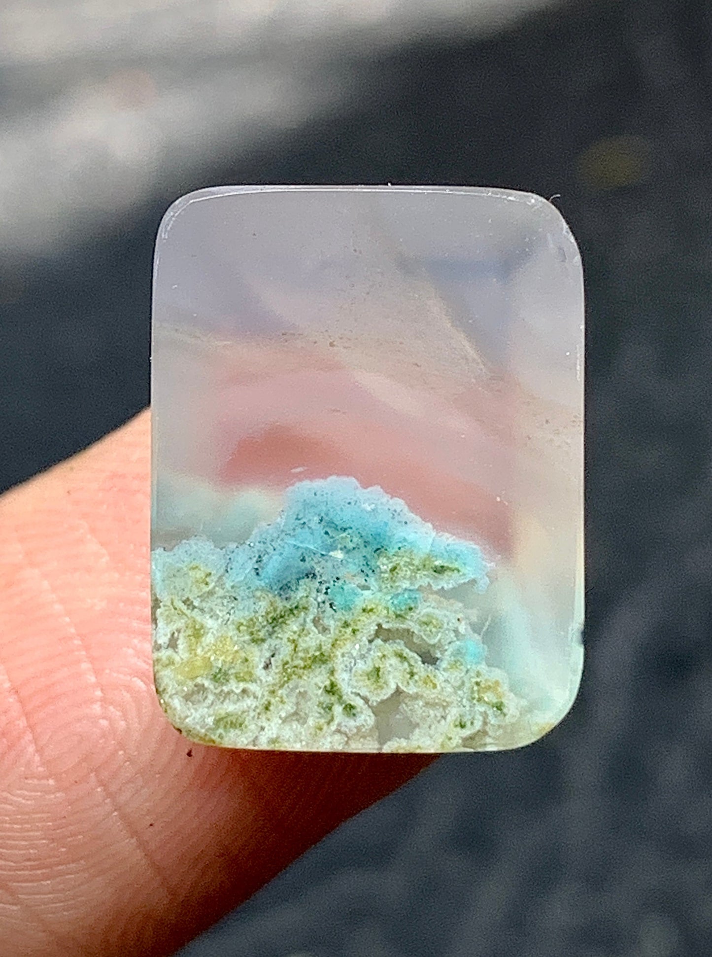 Unique Blue Moss Agate Rectangle Cabochon 15x11.5x5mm