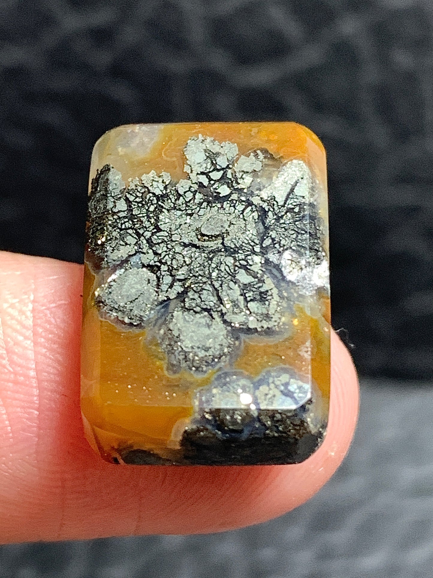 Unique Marcasite Agate Rectangle Cabochon 18x12x4mm