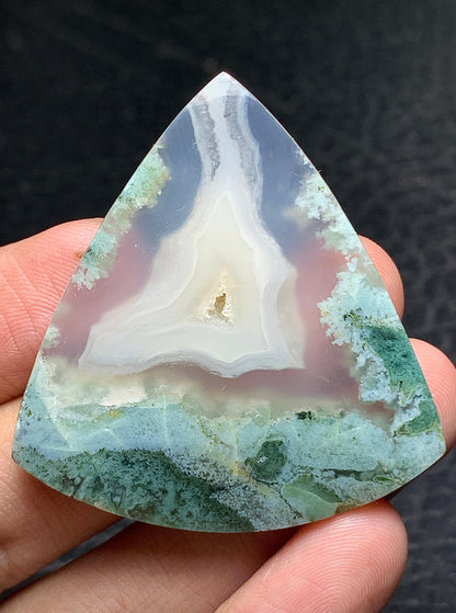 Unique Moss Agate Triangle Cabochon 43x41x7mm