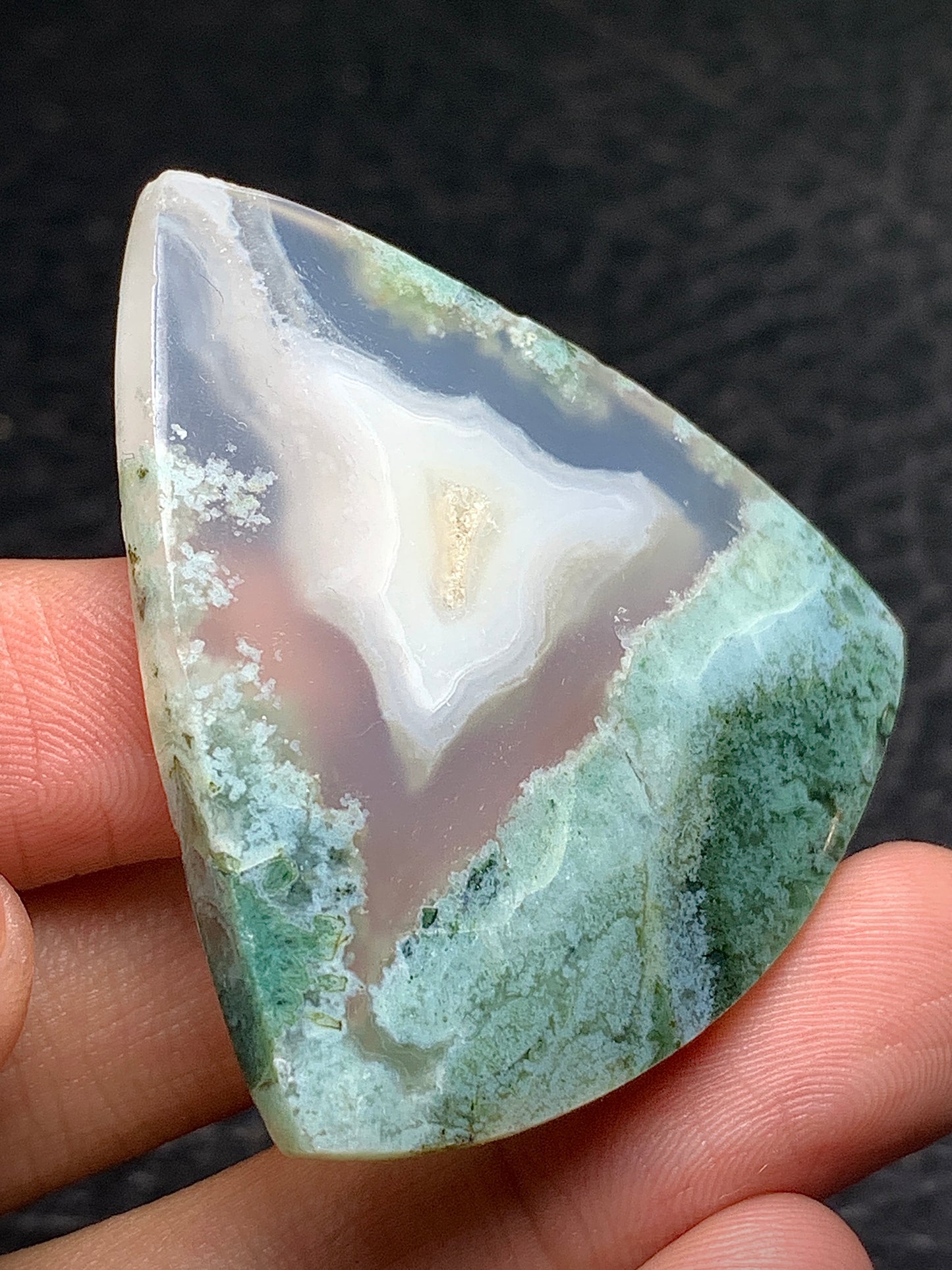 Unique Moss Agate Triangle Cabochon 43x41x7mm