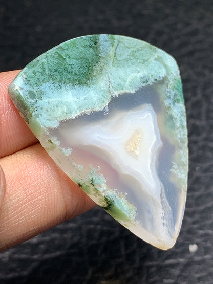 Unique Moss Agate Triangle Cabochon 43x41x7mm