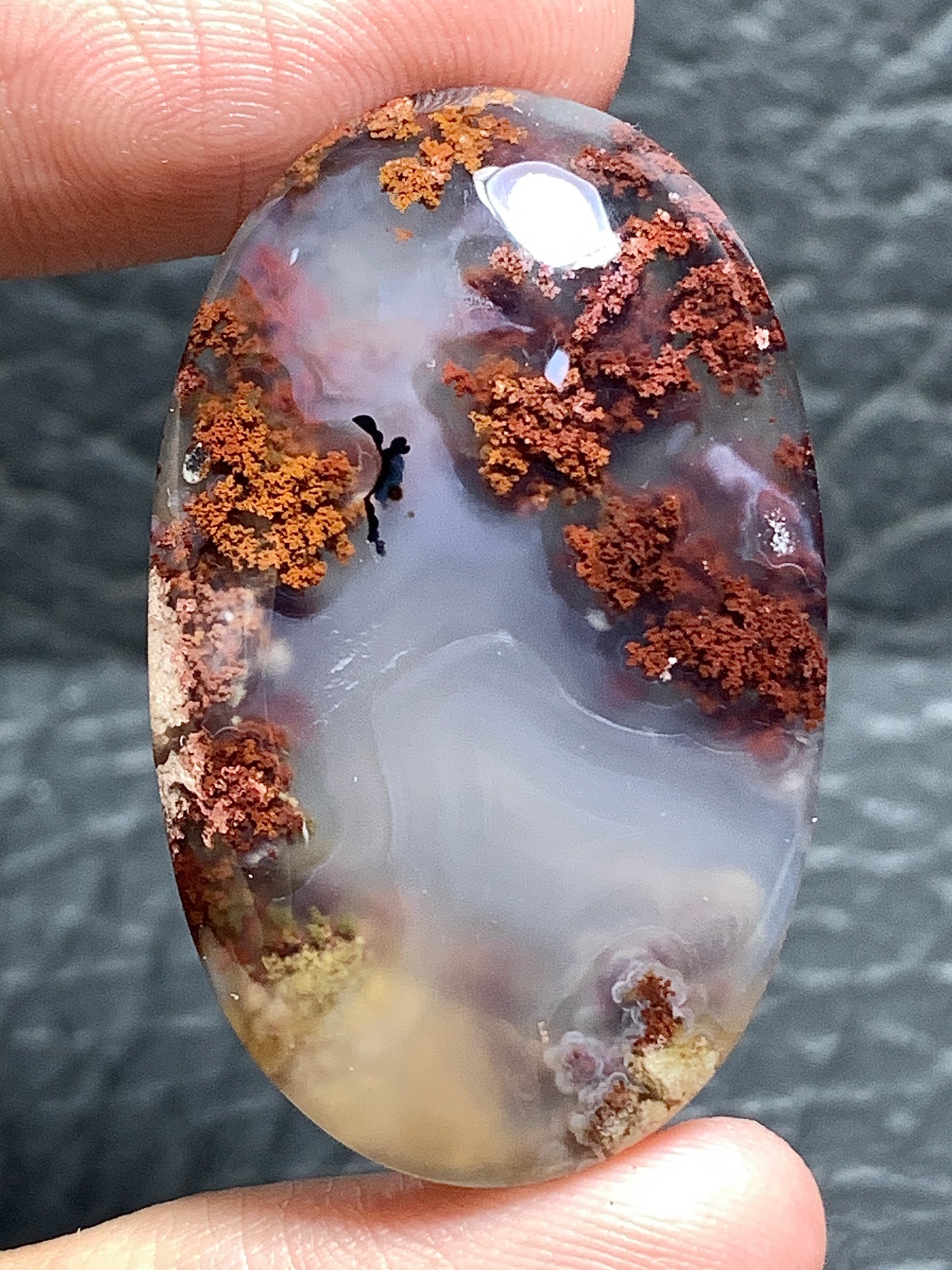 Unique Scenic Moss Agate Oval Cabochon 37.7x23x7.8mm