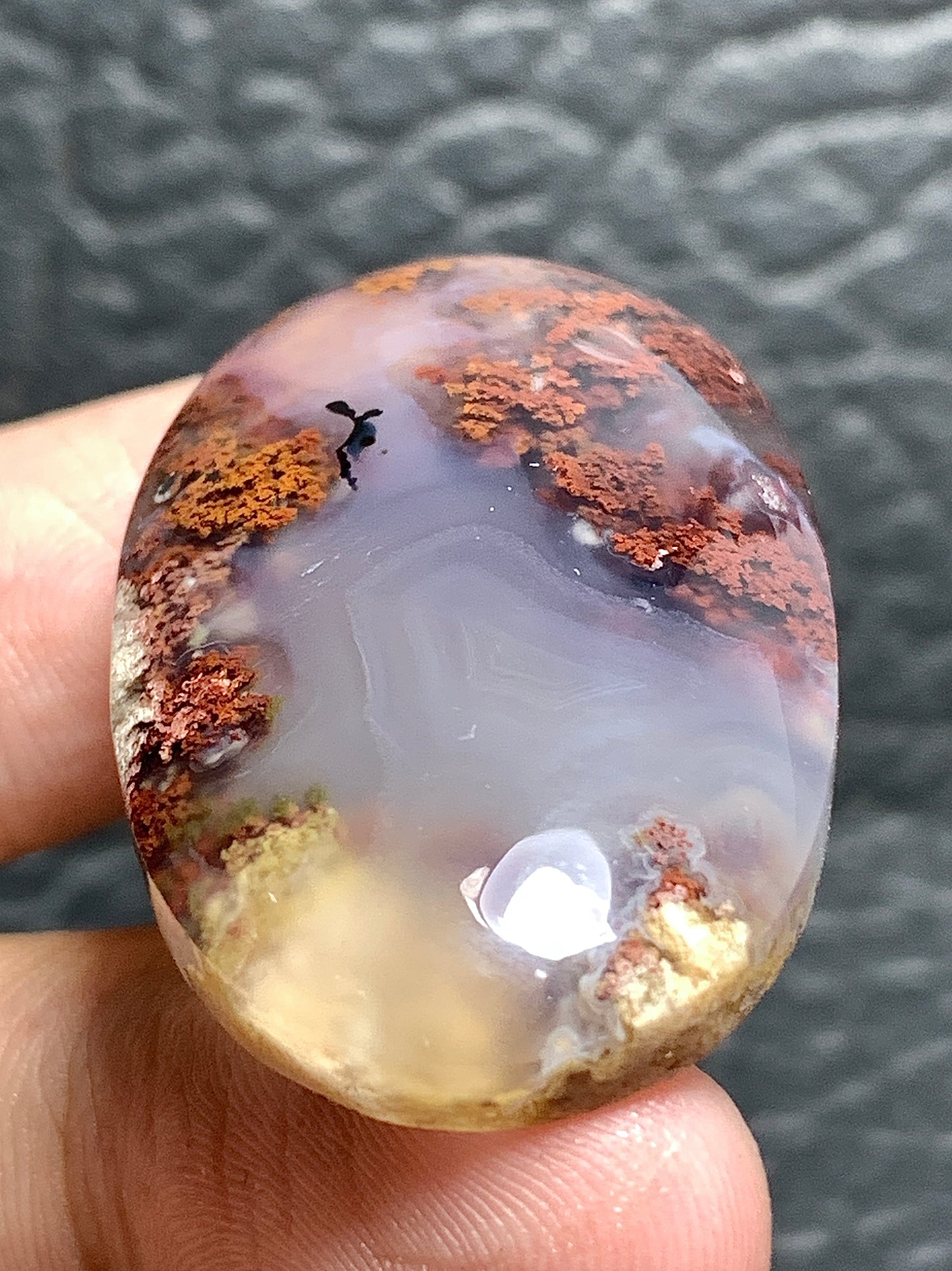 Unique Scenic Moss Agate Oval Cabochon 37.7x23x7.8mm