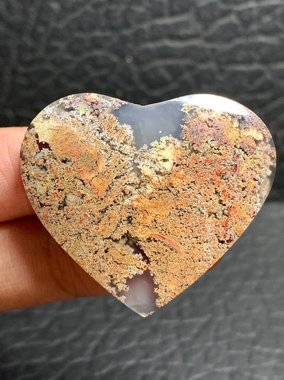 Scenic Moss Agate Heart Cabochon 38x33x6mm