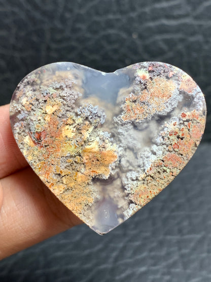 Scenic Moss Agate Heart Cabochon 38x33x6mm