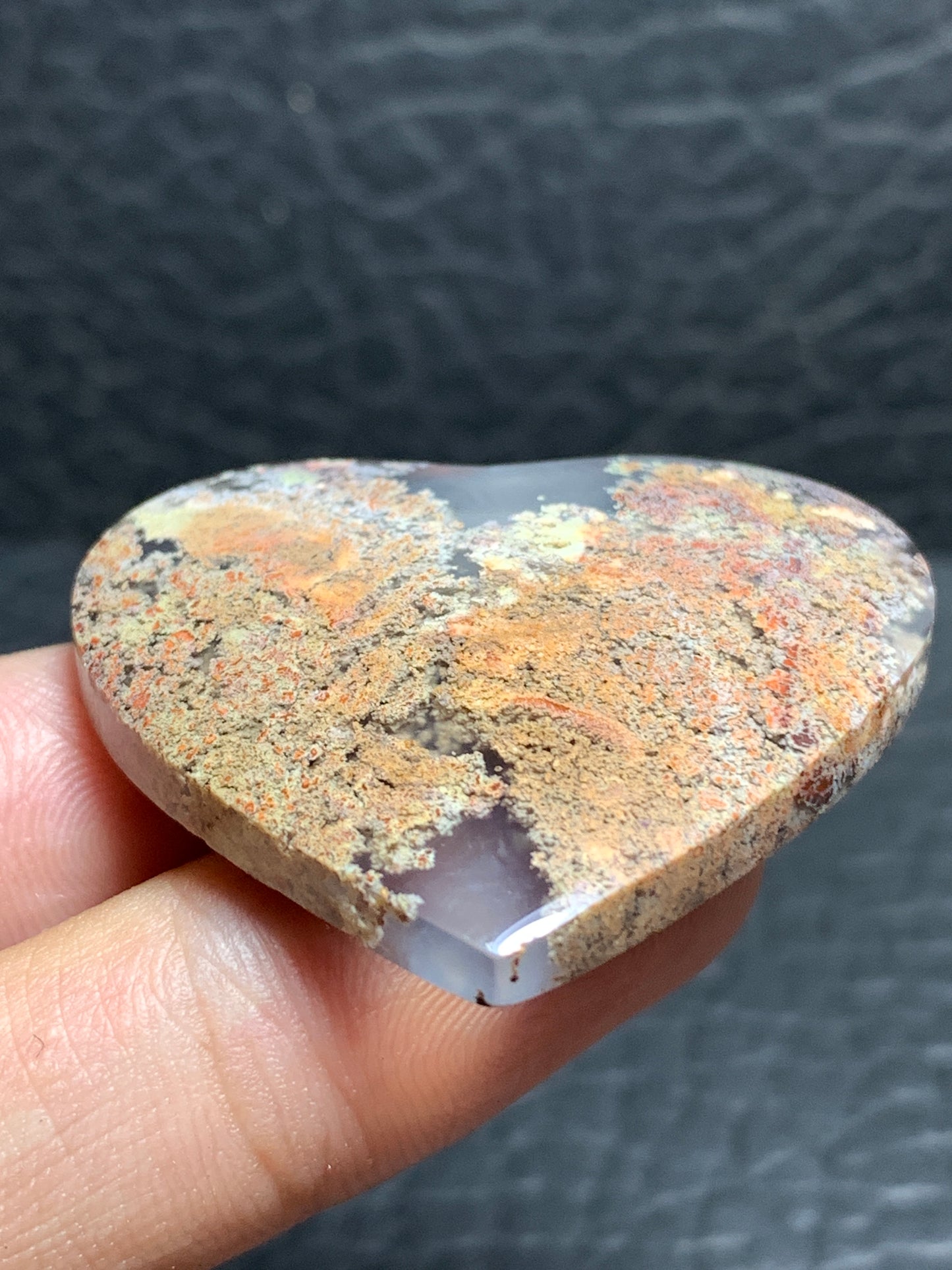 Scenic Moss Agate Heart Cabochon 38x33x6mm