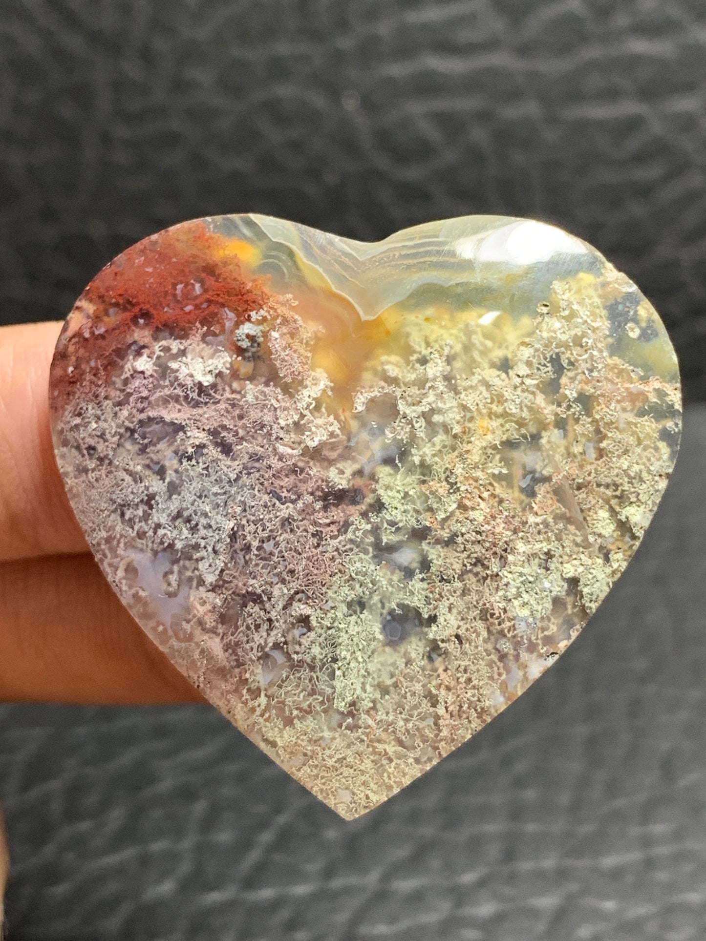 Scenic Moss Agate Heart Cabochon 39x37.5x6.5mm