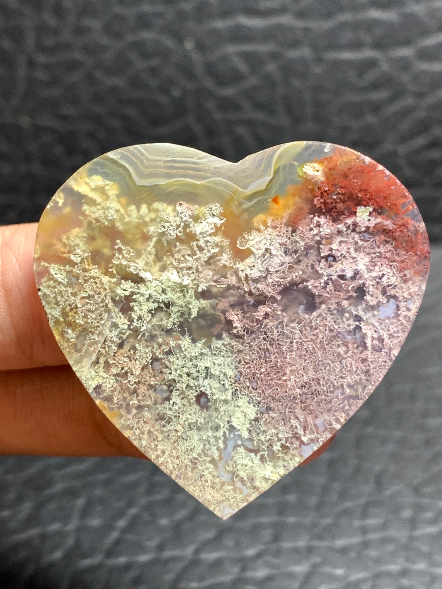 Scenic Moss Agate Heart Cabochon 39x37.5x6.5mm