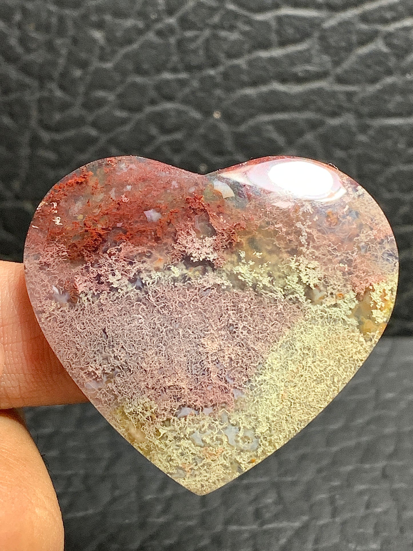 Moss Agate Heart Cabochon 41x37x6mm