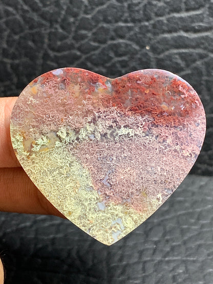 Moss Agate Heart Cabochon 41x37x6mm