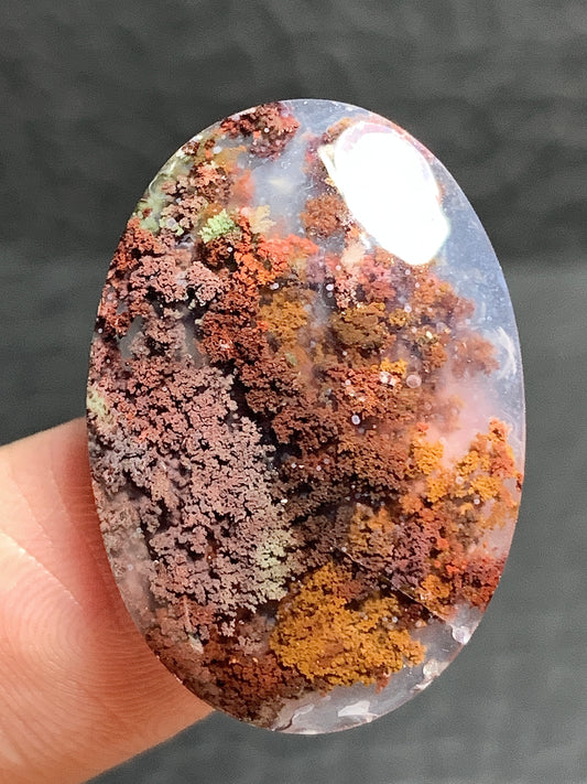 Unique Scenic Moss Agate Oval Cabochon 26x18x4.5mm