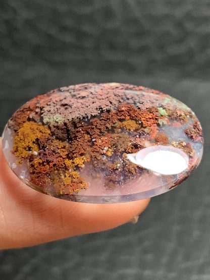 Unique Scenic Moss Agate Oval Cabochon 26x18x4.5mm