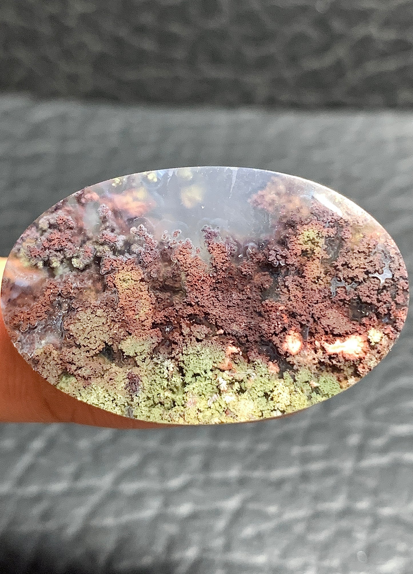 Unique Scenic Moss Agate Oval Cabochon 34.5x22x6mm