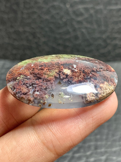 Unique Scenic Moss Agate Oval Cabochon 34.5x22x6mm