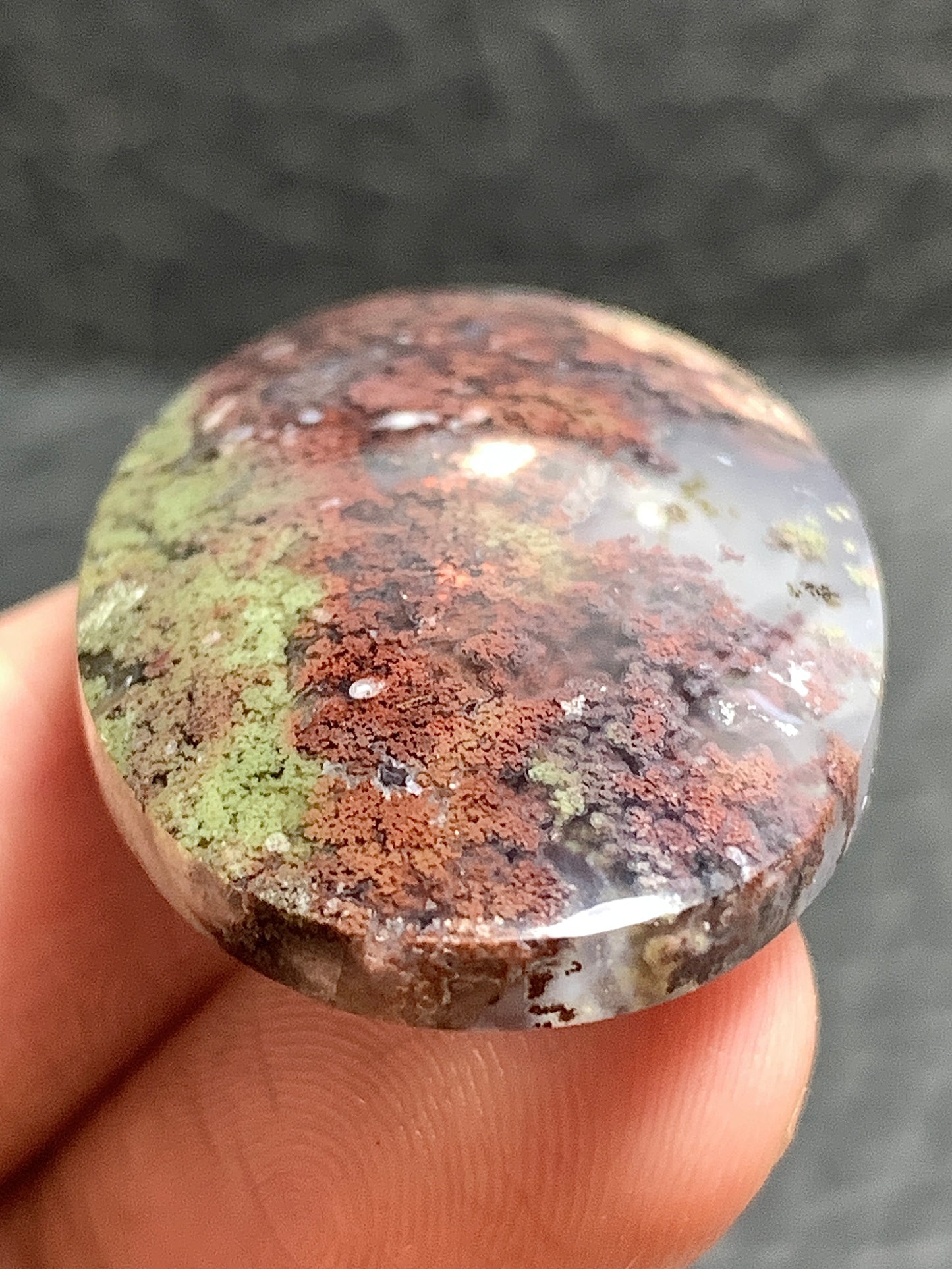 Unique Scenic Moss Agate Oval Cabochon 34.5x22x6mm