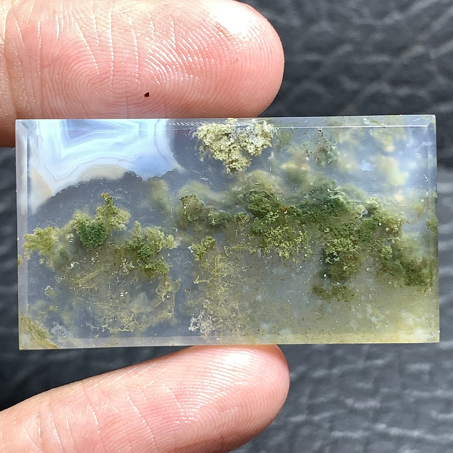 Scenic Moss Agate Rectangle Cabochon 40x22x4.5mm