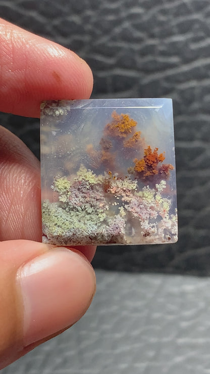 Scenic Moss Agate Rectangle Cabochon 22x20x5mm