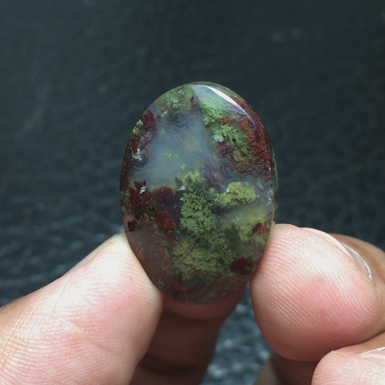 Gorgeous natural cabochon made from  East Java's scenic moss agate mineral measuring  26.1 x 18.5 x 5mm in dimensions