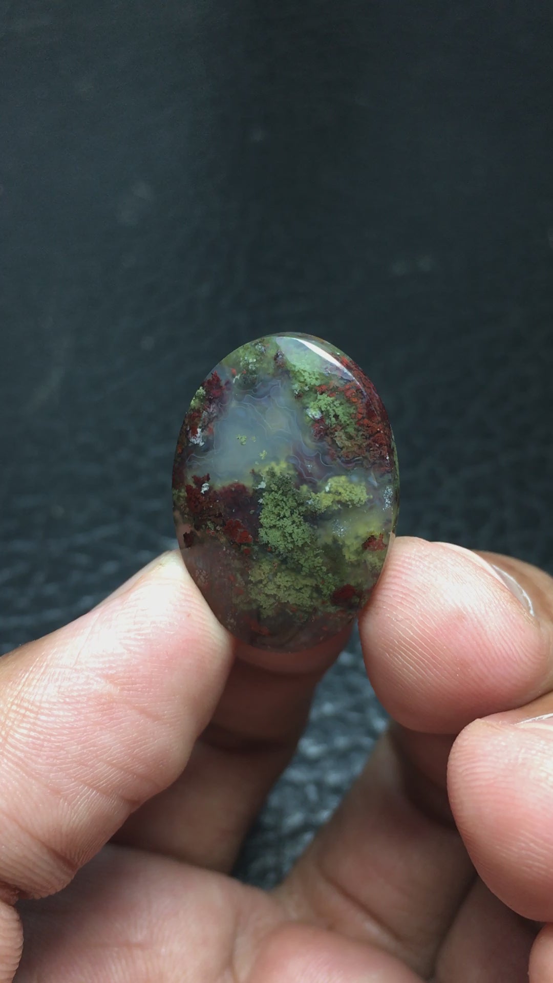 Gorgeous natural cabochon made from  East Java's scenic moss agate mineral measuring  26.1 x 18.5 x 5mm in dimensions