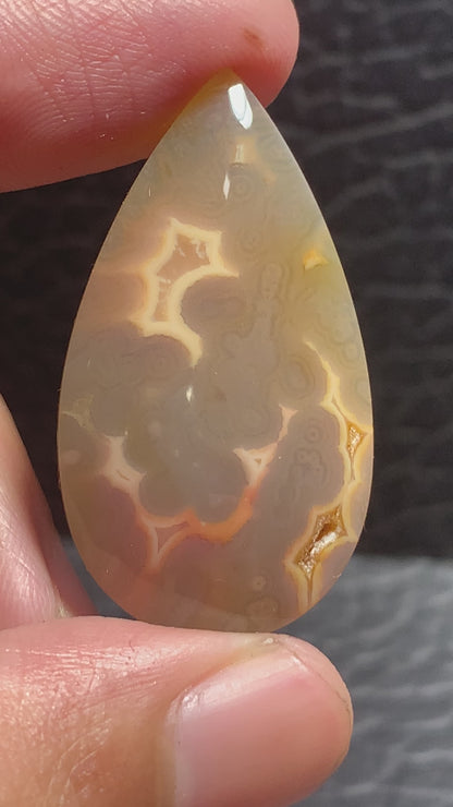 Orbicular Agate Teardrop Cabochon 37.3x20.6x6mm