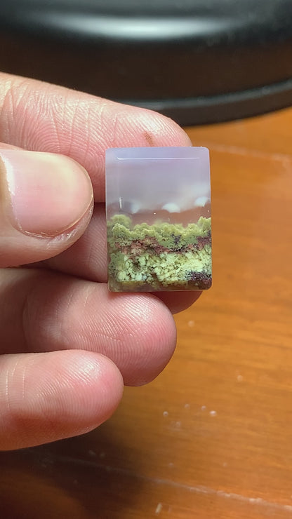 Scenic Moss Agate Rectangle Cabochon 19x13.8x4.2 mm