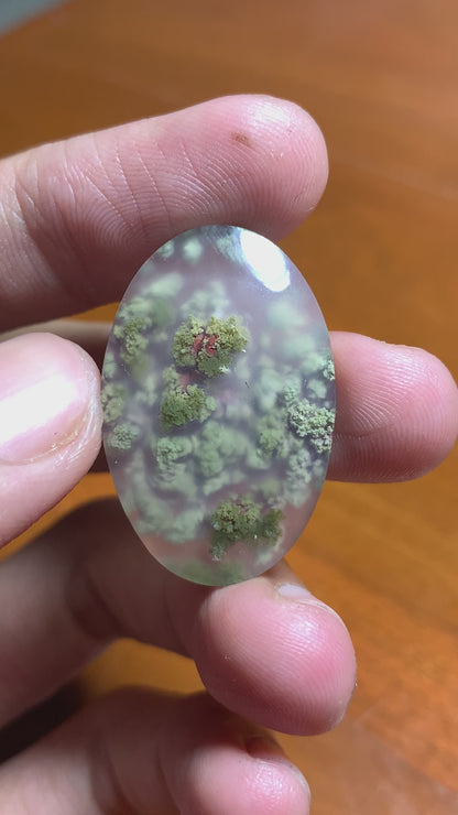 Scenic Moss Agate Oval Cabochon 30.3x20x5.8mm