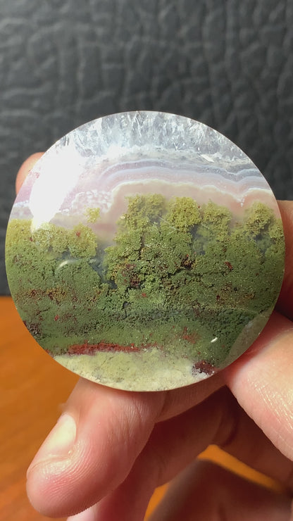 Landscape Moss Agate Round Cabochon 40.2x40.2x8 mm