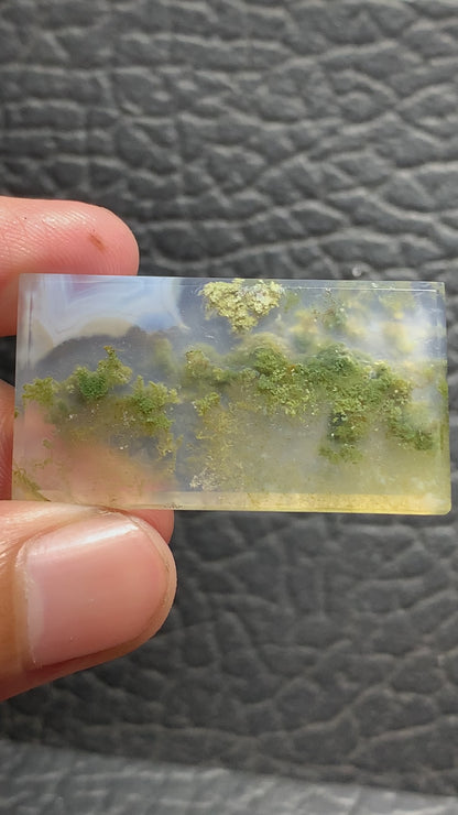 Scenic Moss Agate Rectangle Cabochon 40x22x4.5mm